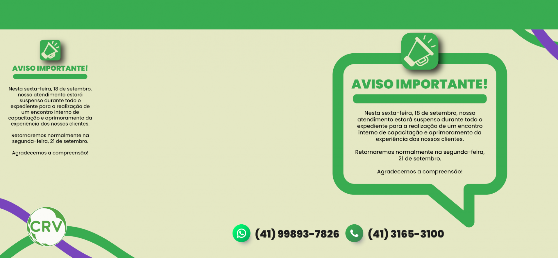 Aviso Feriado