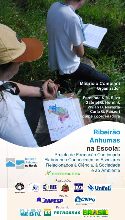 Capa do livro: RIBEIRÃO ANHUMAS NA ESCOLA:<br>projeto de formação continuada elaborando conhecimentos escolares relacionados à  ciência, à  sociedade e ao ambiente 