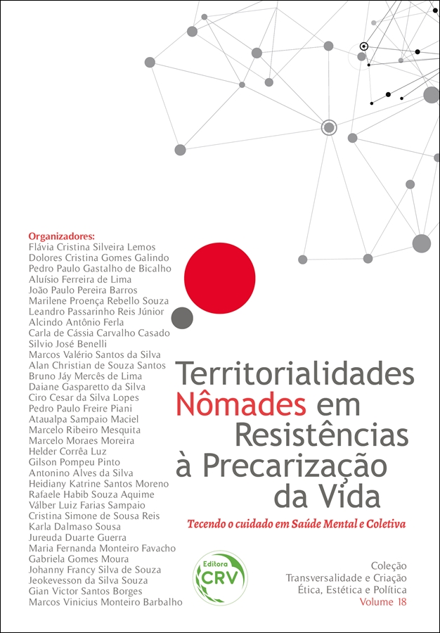 Capa do livro: Territorialidades nômades em resistências à precarização da vida:<br> Tencendo o cuidado em saúde mental e coletiva
