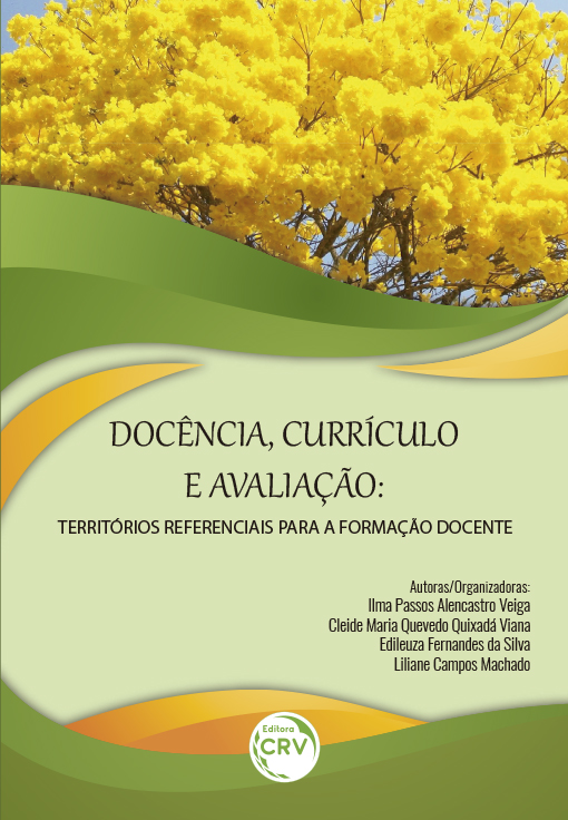 Capa do livro: DOCÊNCIA, CURRÍCULO E AVALIAÇÃO:<br>territórios referenciais para a formação docente