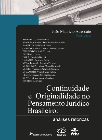 Capa do livro: CONTINUIDADE E ORIGINALIDADE NO PENSAMENTO JURÍDICO BRASILEIRO:<br>análises retóricas