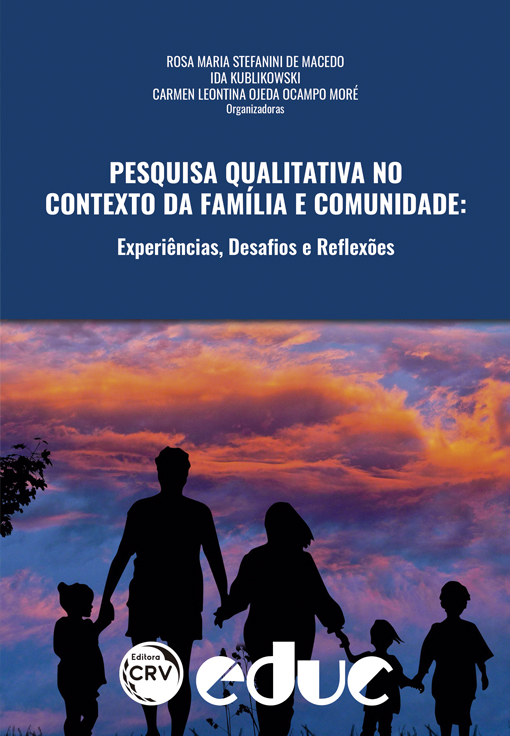 Capa do livro: PESQUISA QUALITATIVA NO CONTEXTO DA FAMÍLIA E COMUNIDADE:<br>experiências, desafios e reﬂexões