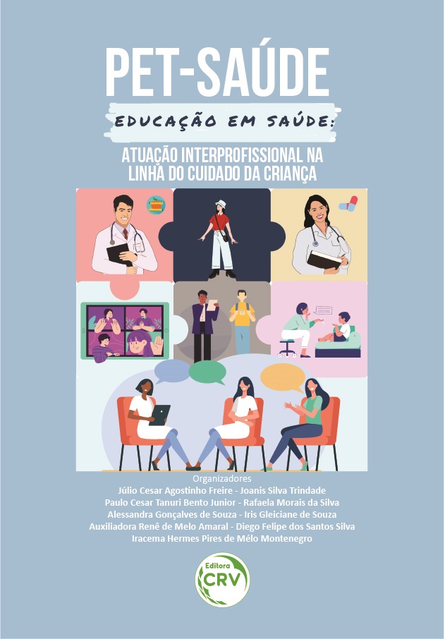 Capa do livro: PET-SAÚDE EDUCAÇÃO EM SAÚDE: <br>atuação interprofissional na linha do cuidado da criança