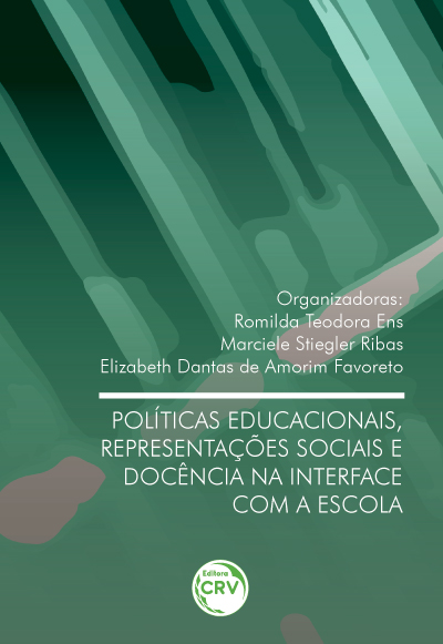 Capa do livro: POLÍTICAS EDUCACIONAIS, REPRESENTAÇÕES SOCIAIS E DOCÊNCIA NA INTERFACE COM A ESCOLA