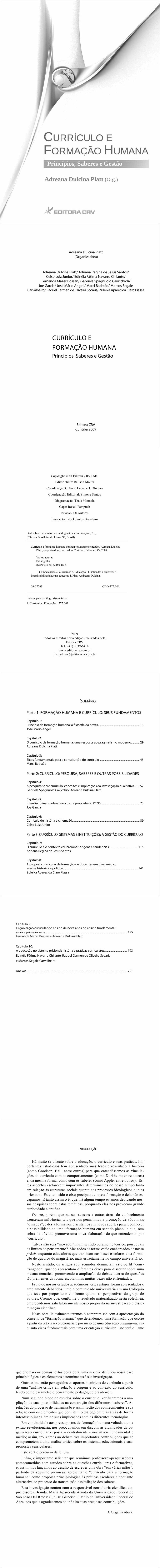 CURRÍCULO E FORMAÇÃO HUMANA<br>PRINCÍPIOS, SABERES E GESTÃO