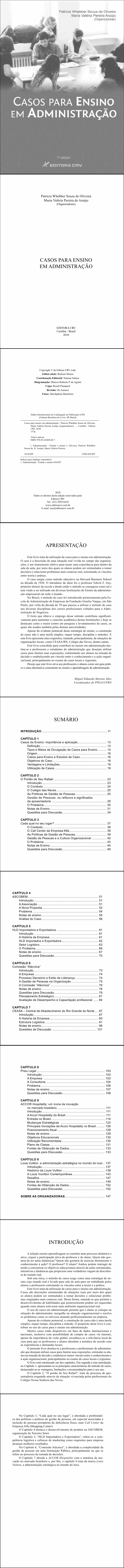 CASOS PARA ENSINO EM ADMINISTRAÇÃO