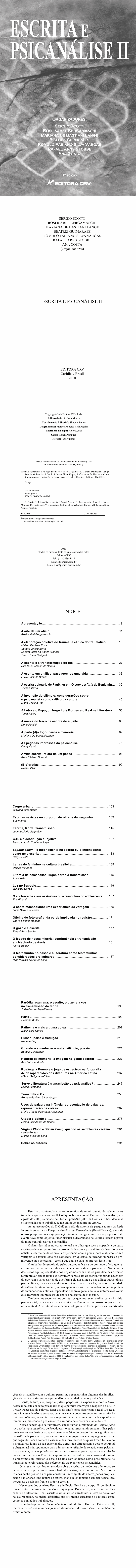 ESCRITA E PSICANÁLISE II