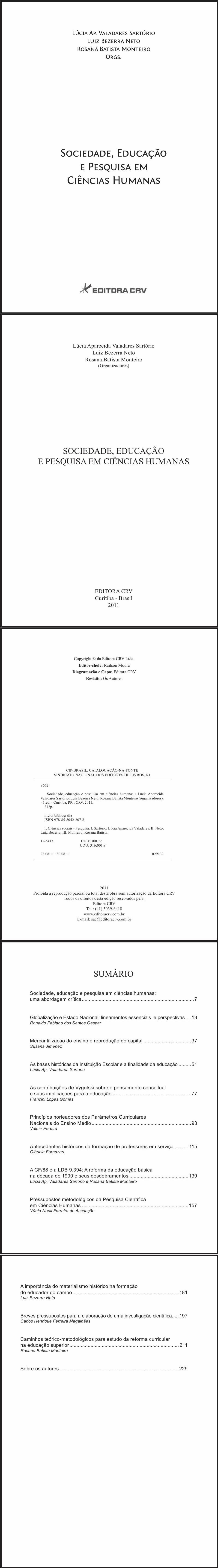 SOCIEDADE, EDUCAÇÃO E PESQUISA EM CIÊNCIAS HUMANAS