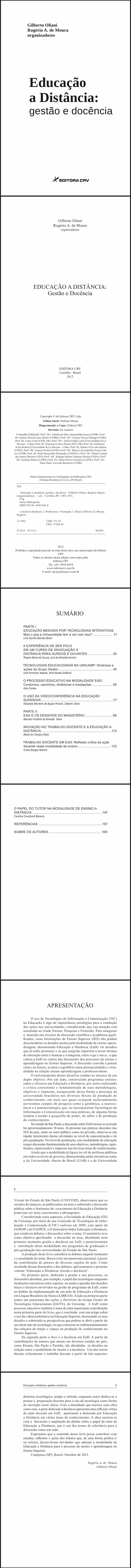 EDUCAÇÃO A DISTÂNCIA:<br>gestão e docência