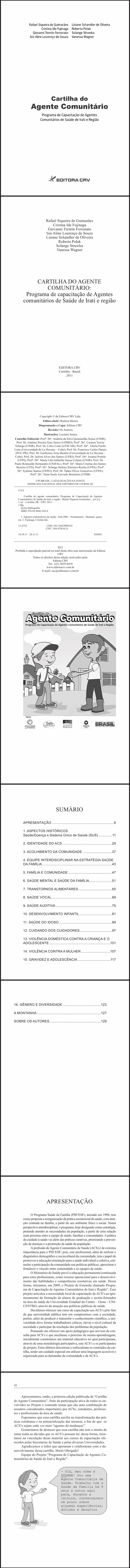 CARTILHA DO AGENTE COMUNITÁRIO:<br>Programa de Capacitação de Agentes Comunitários de Saúde de Irati e Região