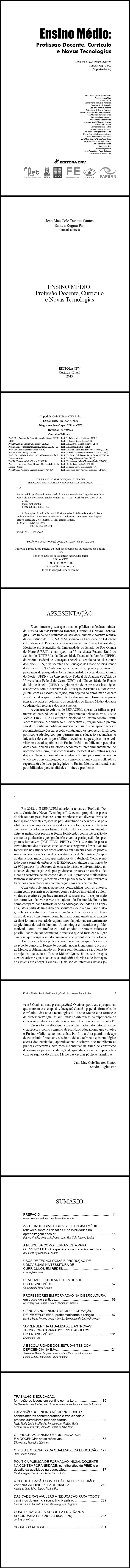 ENSINO MÉDIO:<br>profissão docente, currículo e novas tecnologias