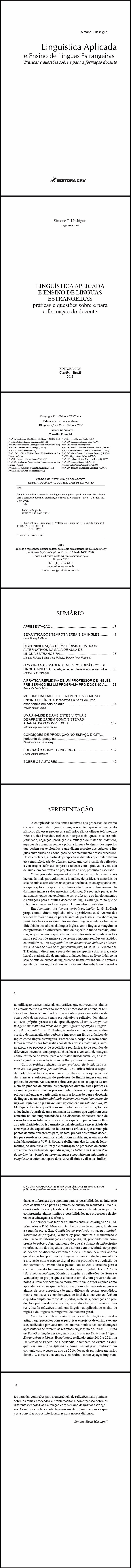 LINGUÍSTICA APLICADA E ENSINO DE LÍNGUAS ESTRANGEIRAS<br>Práticas e Questões Sobre e para a Formação do Docente