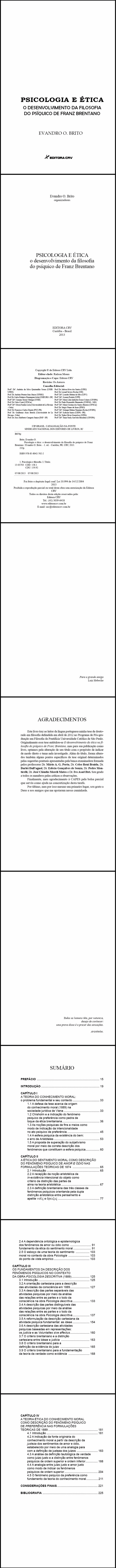 PSICOLOGIA E ÉTICA<BR>O desenvolvimento da filosofia do psíquico de Franz Brentano 
