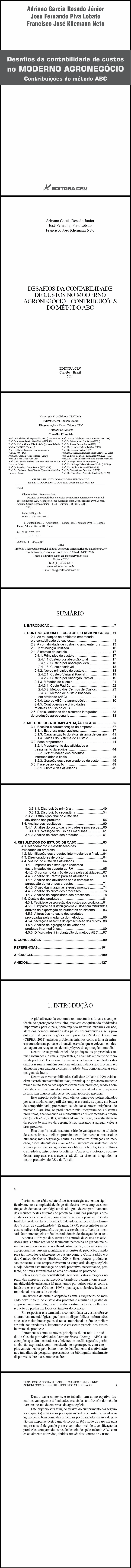 DESAFIOS DA CONTABILIDADE DE CUSTOS NO MODERNO AGRONEGÓCIO CONTRIBUIÇÕES DO MÉTODO ABC