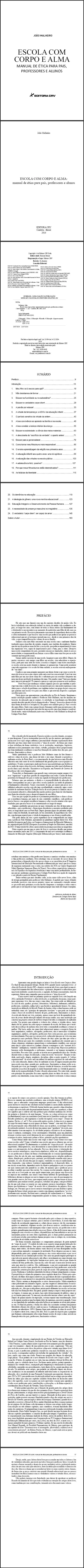 ESCOLA COM CORPO E ALMA <br> Manual de Ética Para Pais, Professores e Alunos