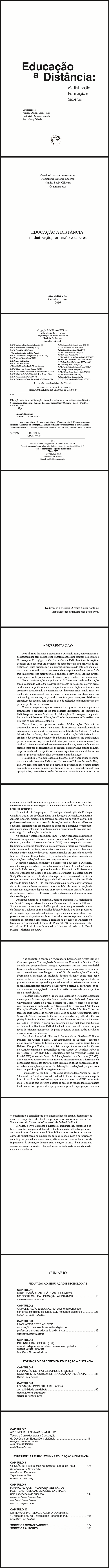 EDUCAÇÃO A DISTÂNCIA:<br>midiatização, formação e saberes