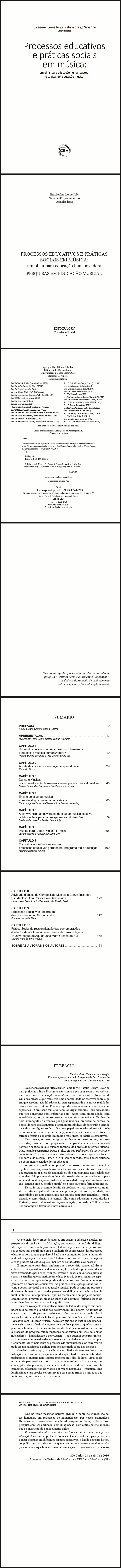 PROCESSOS EDUCATIVOS E PRÁTICAS SOCIAIS EM MÚSICA:<br>um olhar para educação humanizadora<br>pesquisas em educação musical