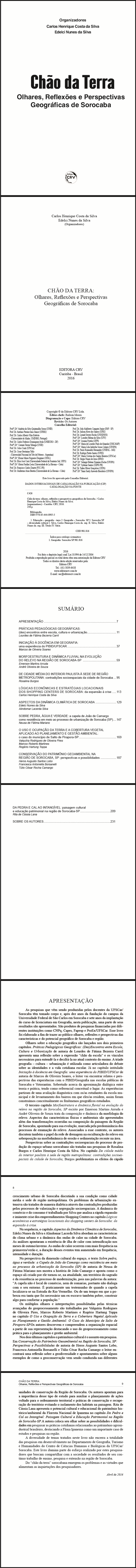 CHÃO DA TERRA:<br>olhares, reflexões e perspectivas geográficas de Sorocaba
