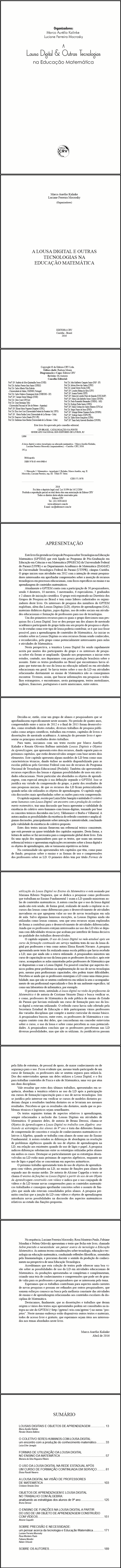 A LOUSA DIGITAL E OUTRAS TECNOLOGIAS NA EDUCAÇÃO MATEMÁTICA