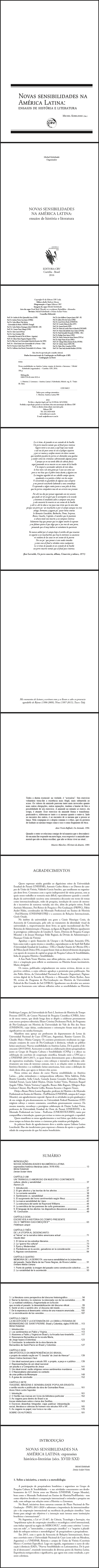 NOVAS SENSIBILIDADES NA AMÉRICA LATINA:<br>ensaios de história e literatura