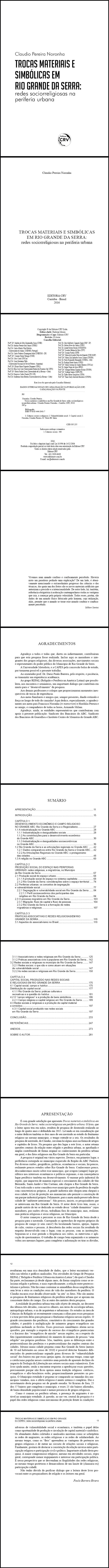 TROCAS MATERIAIS E SIMBÓLICAS EM RIO GRANDE DA SERRA:<br>redes sociorreligiosas na periferia urbana