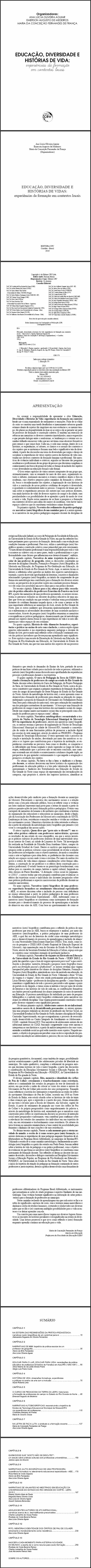 EDUCAÇÃO, DIVERSIDADE E HISTÓRIAS DE VIDA:<br>experiências da formação em contextos locais