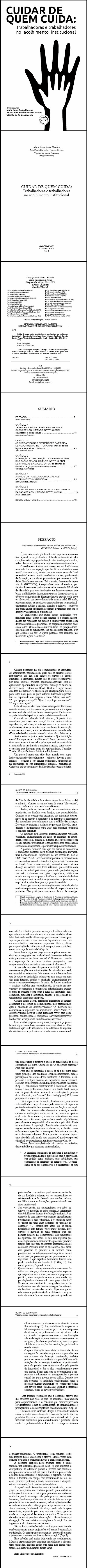 CUIDAR DE QUEM CUIDA:<br>trabalhadoras e trabalhadores no acolhimento institucional