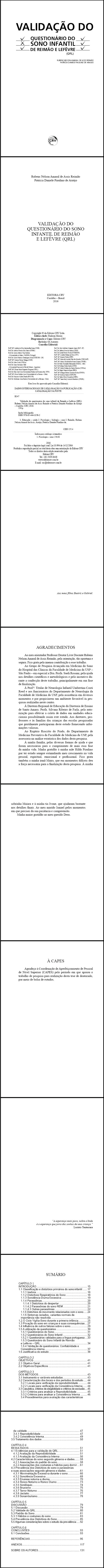 VALIDAÇÃO DO QUESTIONÁRIO DO SONO INFANTIL DE REIMÃO E LEFÈVRE (QRL)