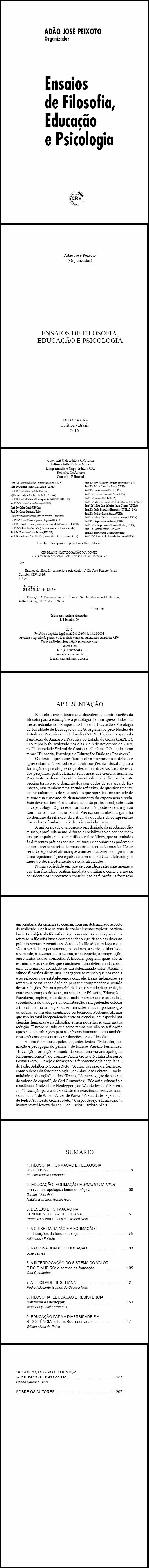 ENSAIOS DE FILOSOFIA, EDUCAÇÃO E PSICOLOGIA