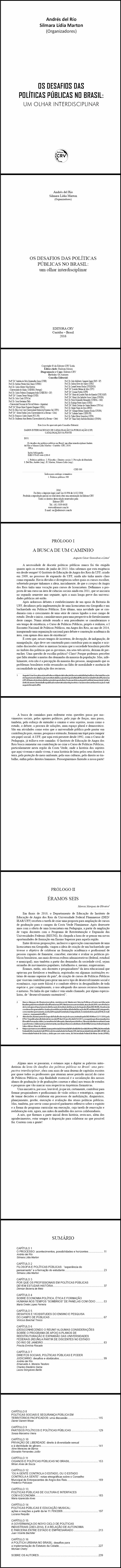 OS DESAFIOS DAS POLÍTICAS PÚBLICAS NO BRASIL:<br>um olhar interdisciplinar