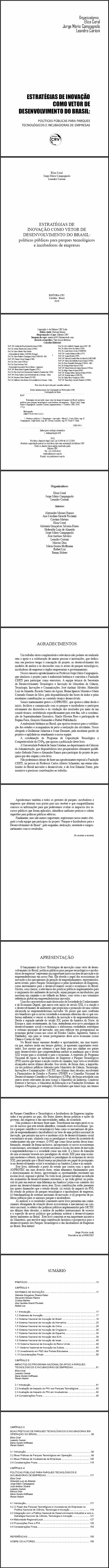 ESTRATÉGIAS DE INOVAÇÃO COMO VETOR DE DESENVOLVIMENTO DO BRASIL:<br>políticas públicas para parques tecnológicos e incubadoras de empresas