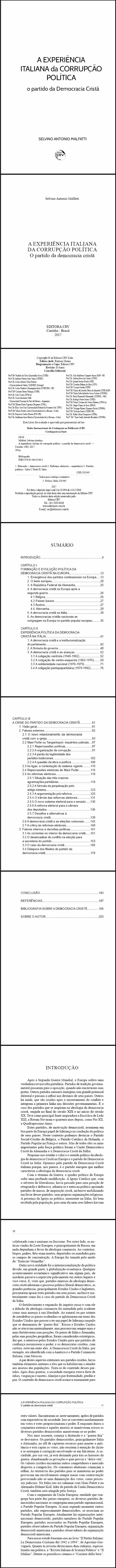 A EXPERIÊNCIA ITALIANA DA CORRUPÇÃO POLÍTICA<br>O partido da democracia cristã