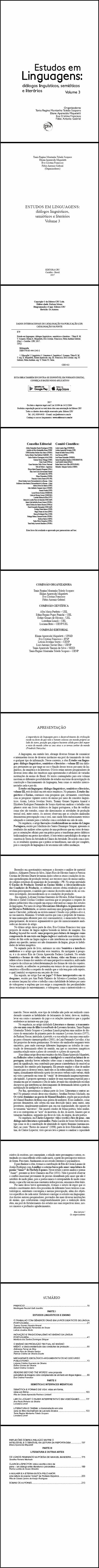 ESTUDO EM LINGUAGENS:<br> diálogos linguísticos, semióticos e literários