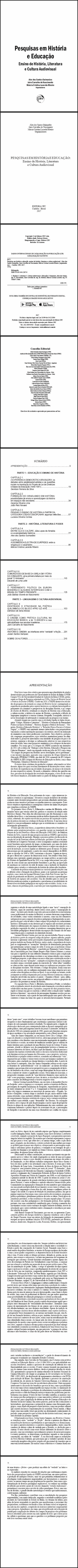 PESQUISAS EM HISTÓRIA E EDUCAÇÃO:<br> ensino de história, literatura e cultura audiovisual