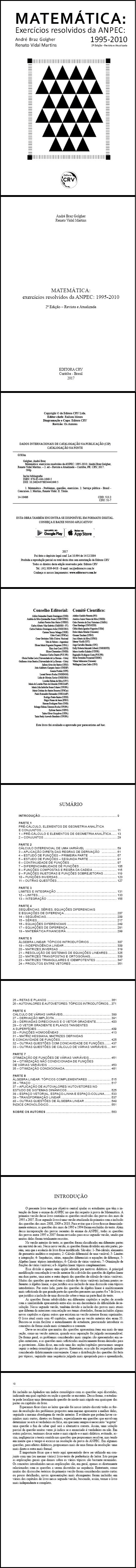 MATEMÁTICA - EXERCÍCIOS RESOLVIDOS DA ANPEC 1995-2010 - 2ª EDIÇÃO REVISTA E ATUALIZADA