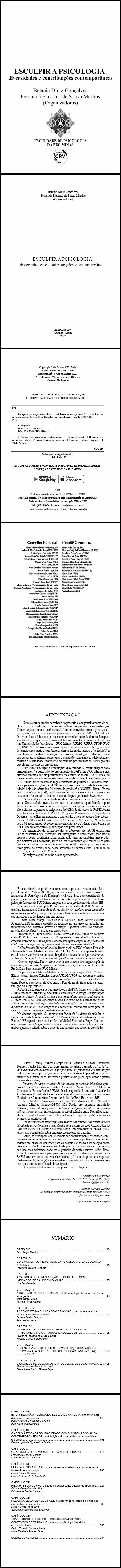 ESCULPIR A PSICOLOGIA:<br> diversidades e contribuições contemporâneas