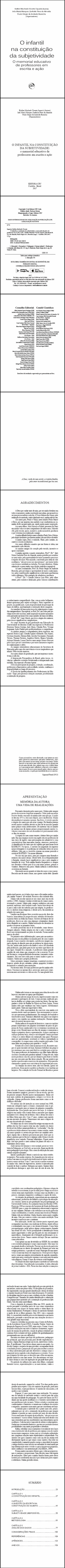 O INFANTIL NA CONSTITUIÇÃO DA SUBJETIVIDADE:<br>o memorial educativo de professores em escrita e ação