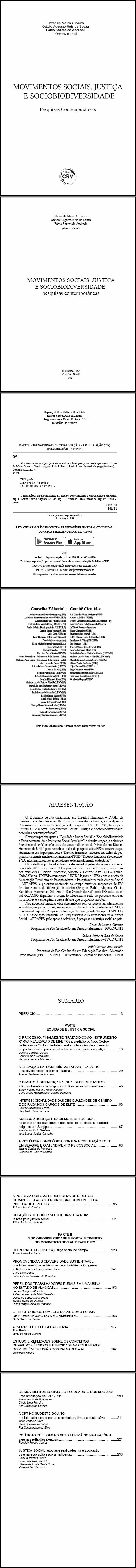 MOVIMENTOS SOCIAIS, JUSTIÇA E SOCIOBIODIVERSIDADE:<br> pesquisas contemporâneas