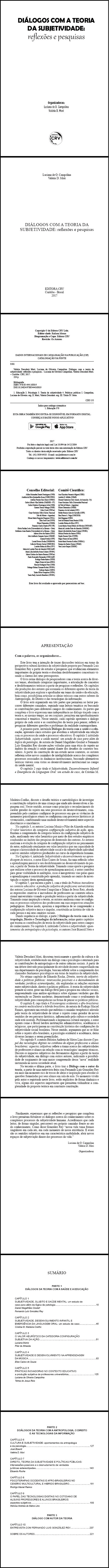 DIÁLOGOS COM A TEORIA DA SUBJETIVIDADE:<br>reﬂexões e pesquisas