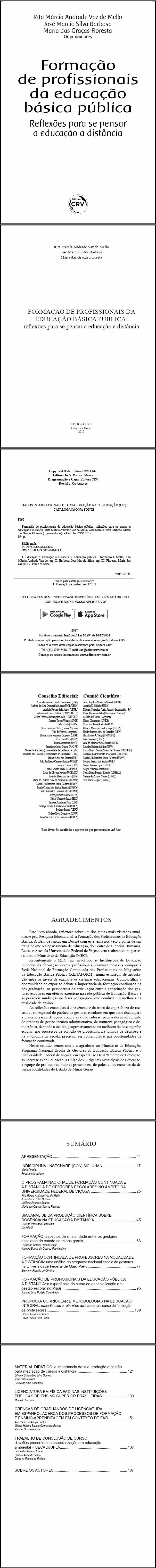 FORMAÇÃO DE PROFISSIONAIS DA EDUCAÇÃO BÁSICA PÚBLICA:<br>reﬂexões para se pensar a educação a distância