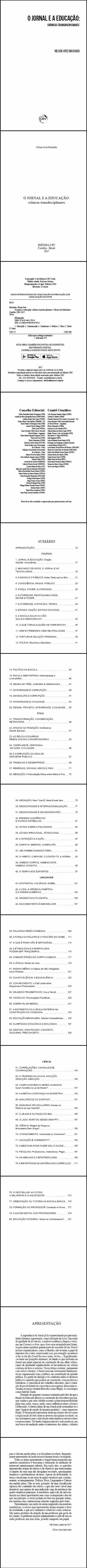 O JORNAL E A EDUCAÇÃO:<br>crônicas transdisciplinares