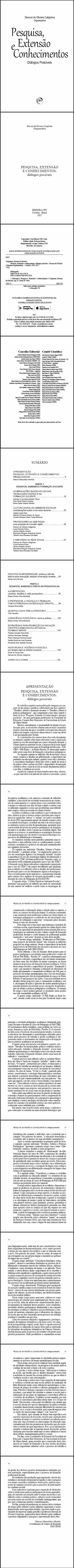 PESQUISA, EXTENSÃO E CONHECIMENTOS:<br>diálogos possíveis