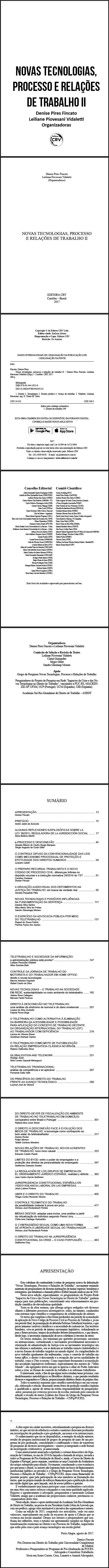 NOVAS TECNOLOGIAS, PROCESSO E RELAÇÕES DE TRABALHO II