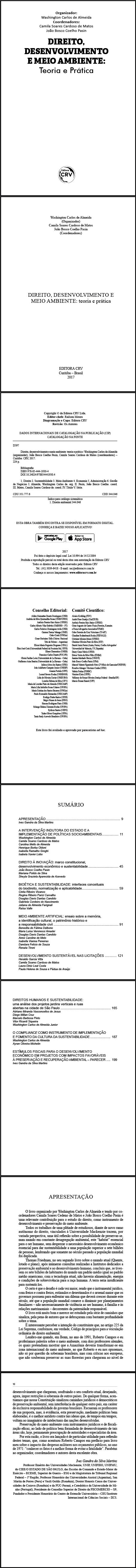 DIREITO, DESENVOLVIMENTO E MEIO AMBIENTE:<br>teoria e prática