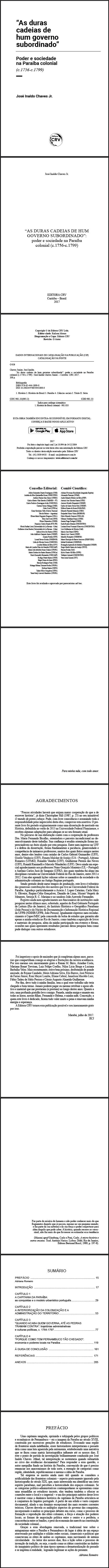 “AS DURAS CADEIAS DE HUM GOVERNO SUBORDINADO”:<br>poder e sociedade na Paraíba colonial (c.1756-c.1799)