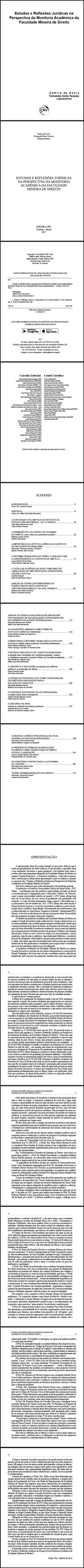 ESTUDOS E REFLEXÕES JURÍDICAS NA PERSPECTIVA DA MONITORIA ACADÊMICA DA FACULDADE MINEIRA DE DIREITO