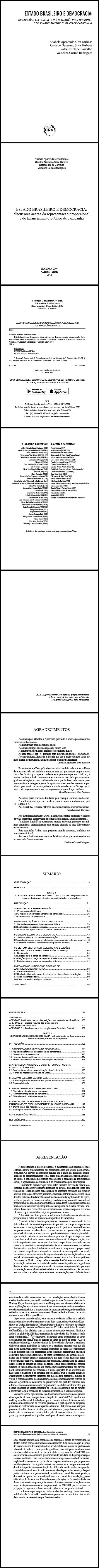 ESTADO BRASILEIRO E DEMOCRACIA:<br>discussões acerca da representação proporcional e do financiamento público de campanha