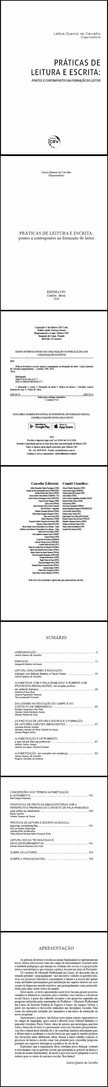 PRÁTICAS DE LEITURA E ESCRITA:<br>pontos e contrapontos na formação do leitor