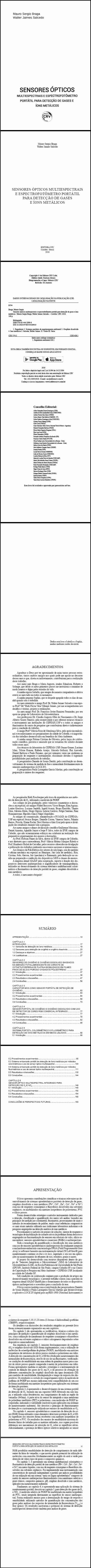SENSORES ÓPTICOS MULTIESPECTRAIS E ESPECTROFOTÔMETRO PORTÁTIL PARA DETECÇÃO DE GASES E ÍONS METÁLICOS