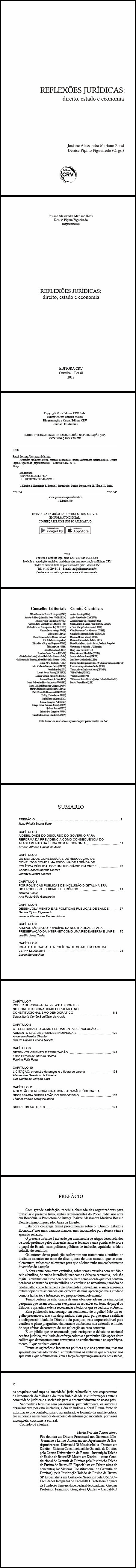 REFLEXÕES JURÍDICAS:<br>direito, estado e economia